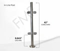 42" Round In-Line Railing Posts