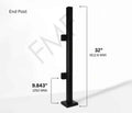 32" Square End Cap Glass Railing Post