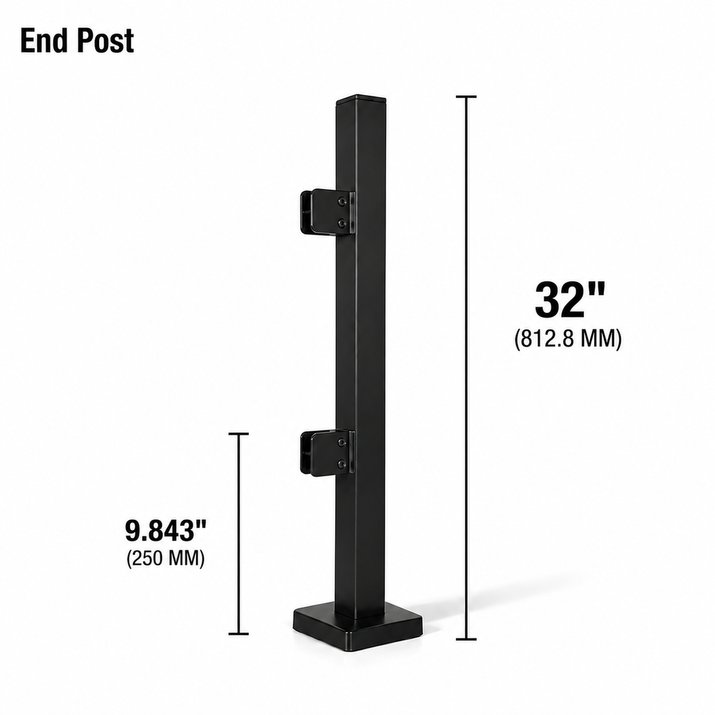 32" Square End Railing Post Kit - 40x40MM 316SS