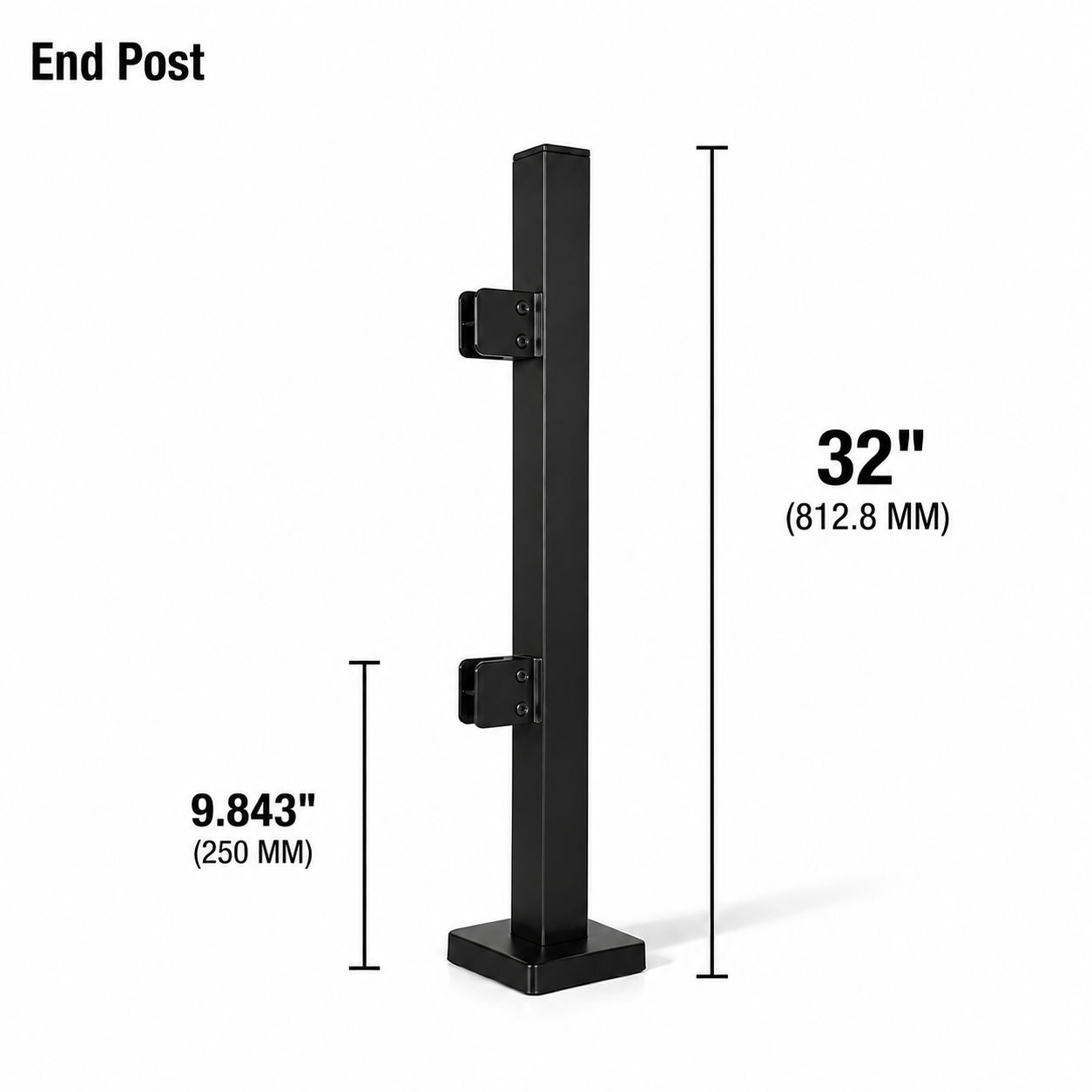 32" Square End Railing Post Kit - 40x40MM 316SS