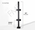 32" Square In-line Glass Railing Post