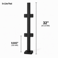 32" Square In-Line Railing Post Kit - 40x40MM 316SS