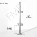 32" Square In-line Glass Railing Post