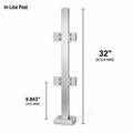32" Square In-Line Railing Post Kit - 40x40MM 316SS