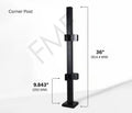 36" Square Corner Glass Railing Post
