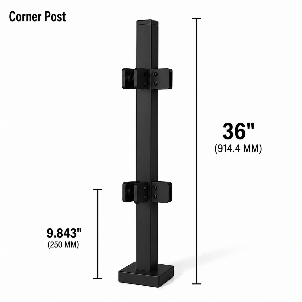 36" Square Corner Railing Post Kit - 40x40MM 316SS