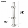 36" Square Corner Railing Post Kit - 40x40MM 316SS