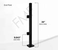 36" Square End Cap Glass Railing Post