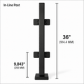 36" Square In-Line Railing Post Kit - 40x40MM 316SS