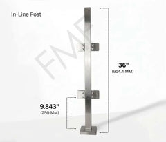 36″ Square In-line Railing Post