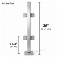 36" Square In-Line Railing Post Kit - 40x40MM 316SS
