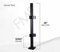 38" Square Corner Glass Railing Post