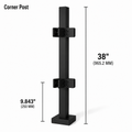 38" Square Corner Railing Post Kit - 40x40MM 316SS