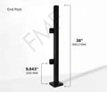38" Square End Cap Glass Railing Post