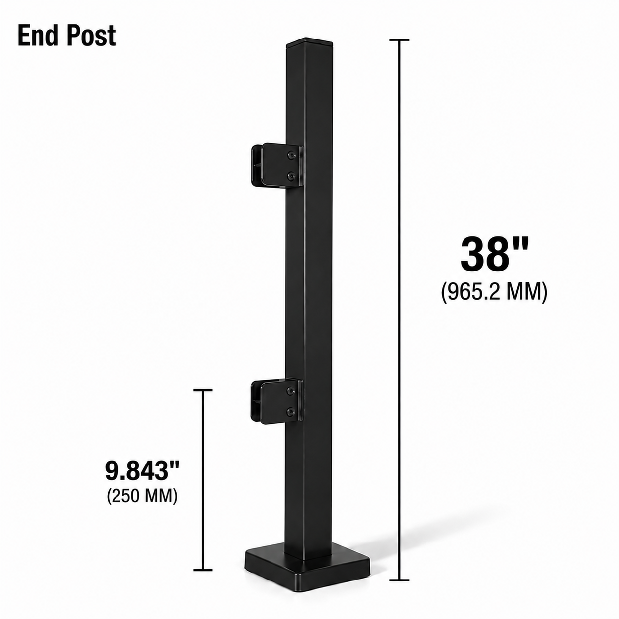 38" Square End Railing Post Kit - 40x40MM 316SS
