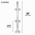 38" Square In-Line Railing Post Kit - 40x40MM 316SS
