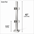 42" Square Corner Railing Post Kit - 40x40MM 316SS