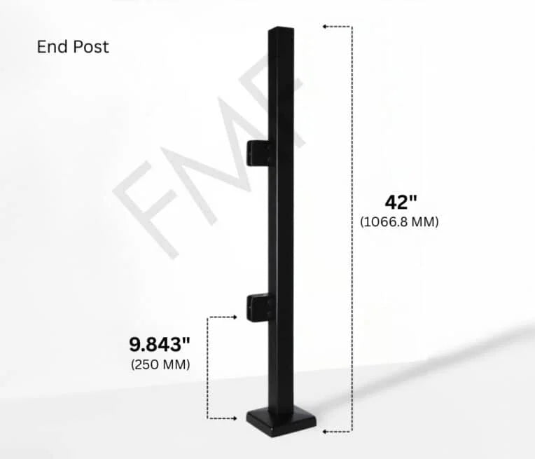 42″ Square End Cap Railing Post