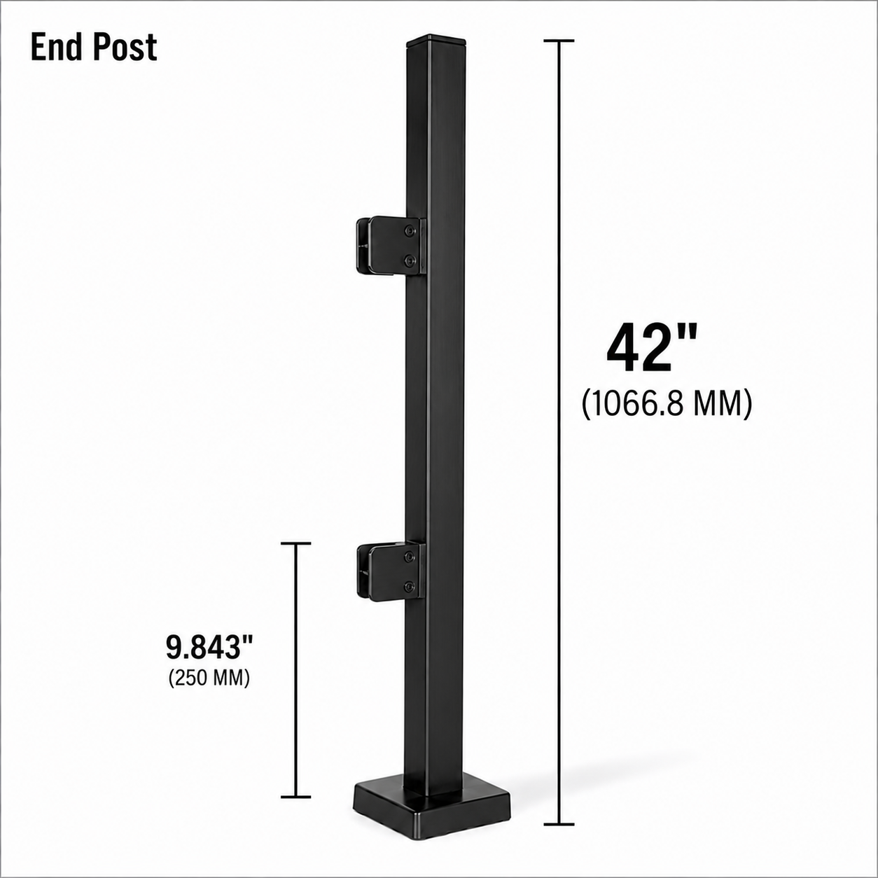 42" Square End Railing Post Kit - 40x40MM 316SS