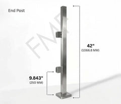 42″ Square End Cap Railing Post