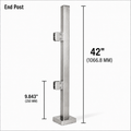 42" Square End Railing Post Kit - 40x40MM 316SS