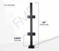 42" Square In-line Post 40x40MM 316 SS Includes 4 x Clamps