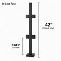 42" Square In-line Post 40x40MM 316 SS Includes 4 x Clamps