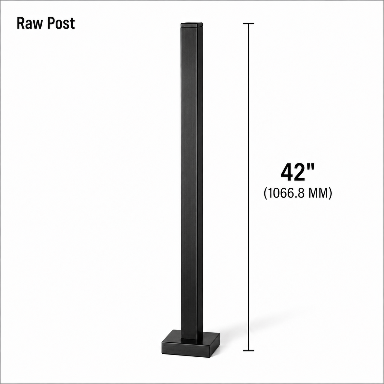 42" Square Railing Post w/ No Holes - 40x40MM 316SS