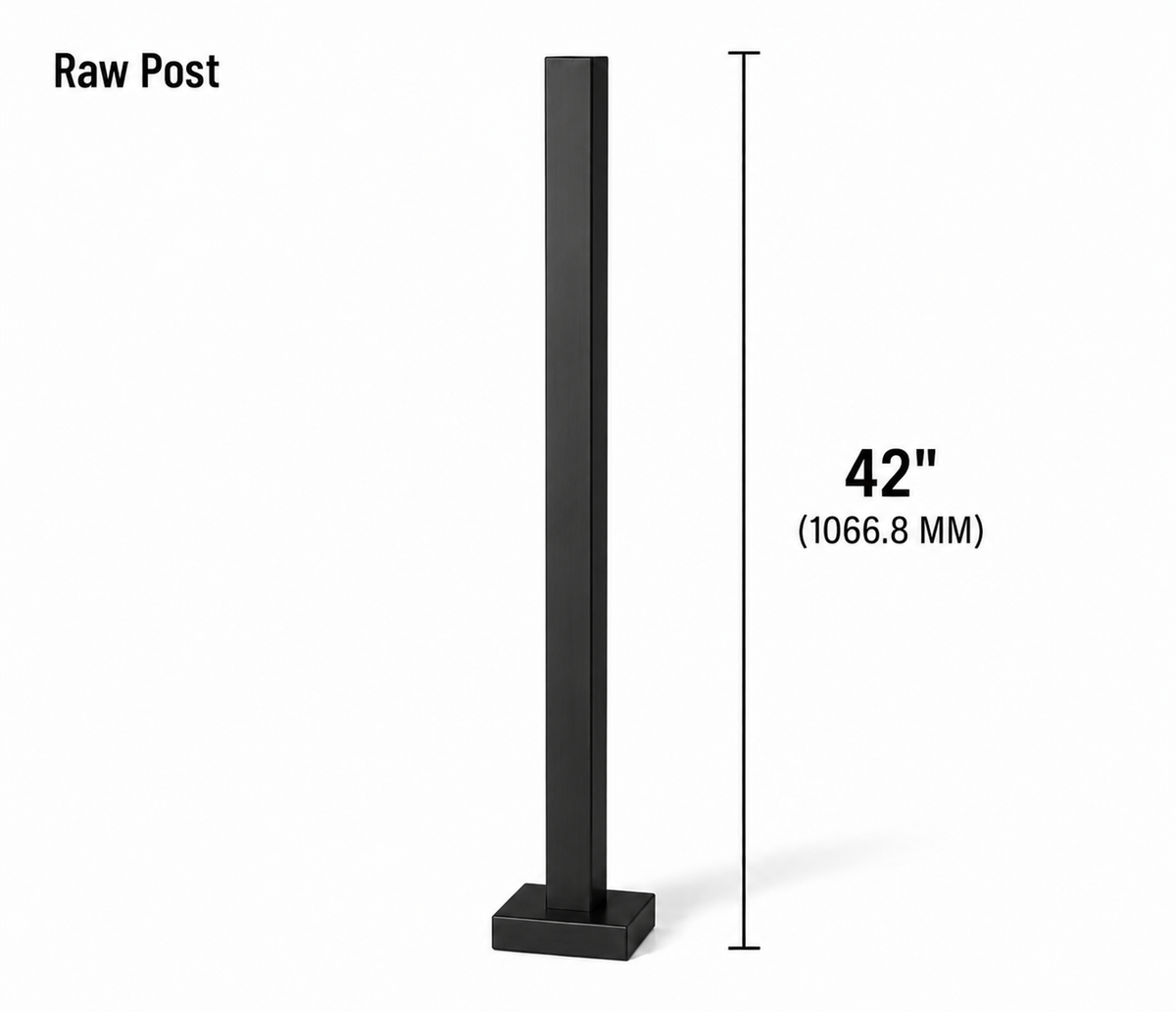 42" Square Railing Post w/ No Holes - 40x40MM