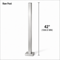 42" Square Railing Post w/ No Holes - 40x40MM 316SS
