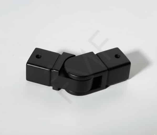 90° Adjustable H-Elbow for 25x21mm Rectangular Cap Handrail - Matte Black