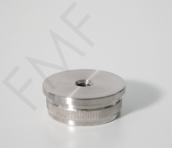 Buy FMF End Caps Threaded for Round Handrails to complete your railing project. These wall-mounted threaded end caps are compatible with 42.4 MM round handrail tubes. They come with a hole in the center to install it with a wall mounting screw. FMF Glass Hardware end caps are designed to provide a streamlined look to the handrails. Our components are easy to assemble and flexible enough to suit any project requirements. Made of Stainless Steel, the end caps provide durability, strength and resistance to corrosion for several years. They are perfect for modern architectural projects such as the installation of handrails on balconies, porches, staircases, etc.