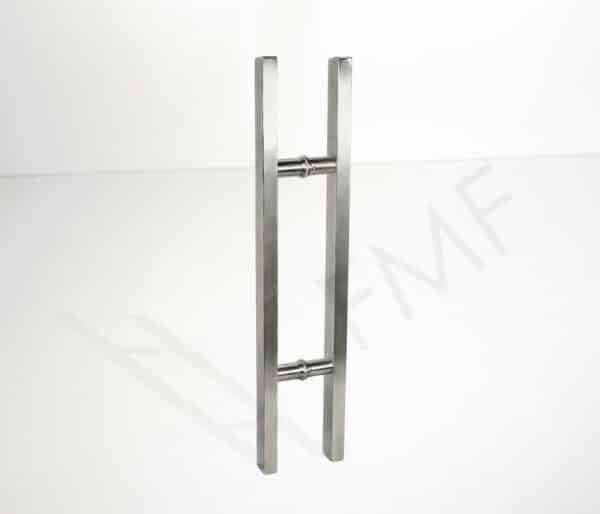Commercial Ladder Style Square Handle - Brushed Stainless, 12" Hole - 24" Length