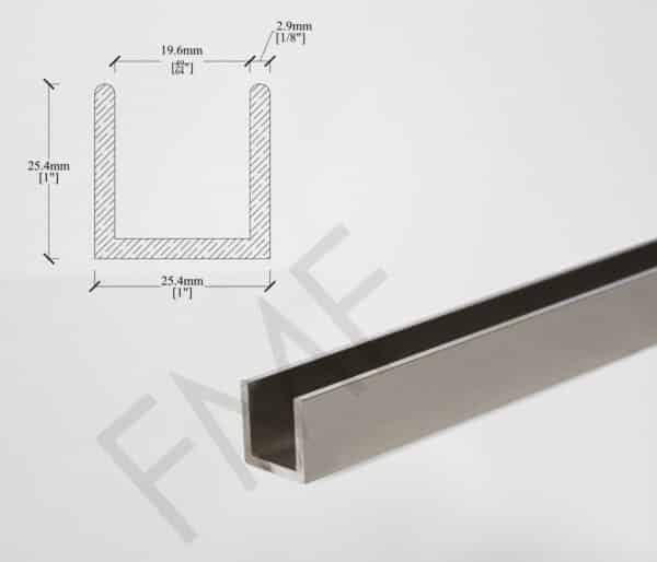 Commercial U-Channel - Brushed Nickel, 1" x 1"