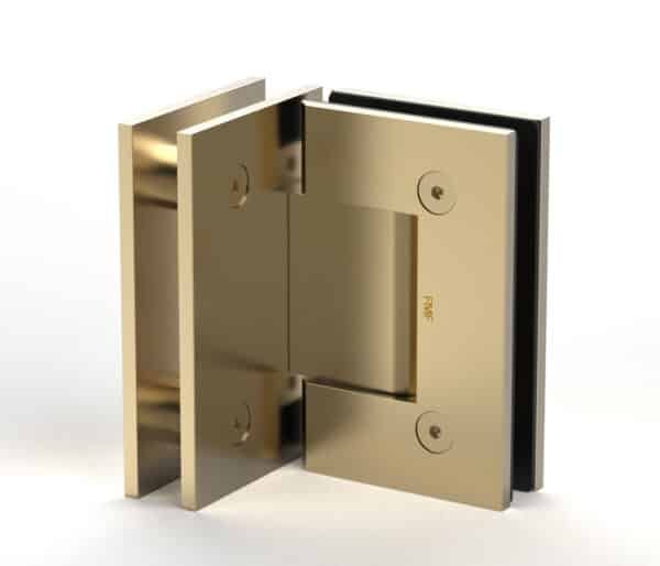 90° Standard Glass-to-Glass Hinge - Satin Brass
