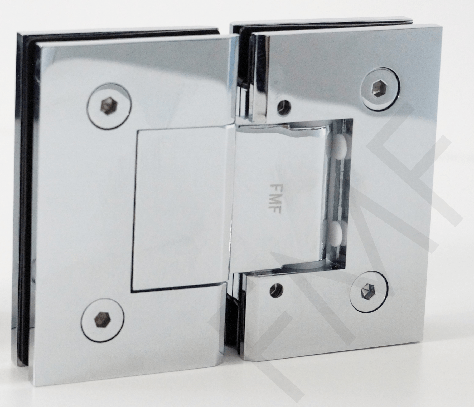 Choose FMF 180° Adjustable Glass-To-Glass Hinges for enabling off-angle or desired angles installations. Made of Solid Brass, the hinges are resistant to water and rust. They are also well-known for their durability and strength. These hinges give an exceptionally all-visible look to your glass shower doors. They are used to join two adjacent glass panels for accomplishing an all-glass shower door installation project. Ideal for shower door installations on residential and commercial properties such as hotels, these hinges are the highest pick of constructors and architects.