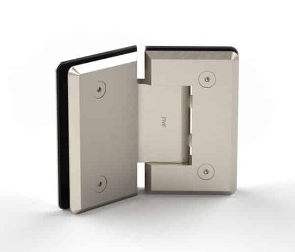135° Bevelled Glass-to-Glass Hinge - Brushed Nickel