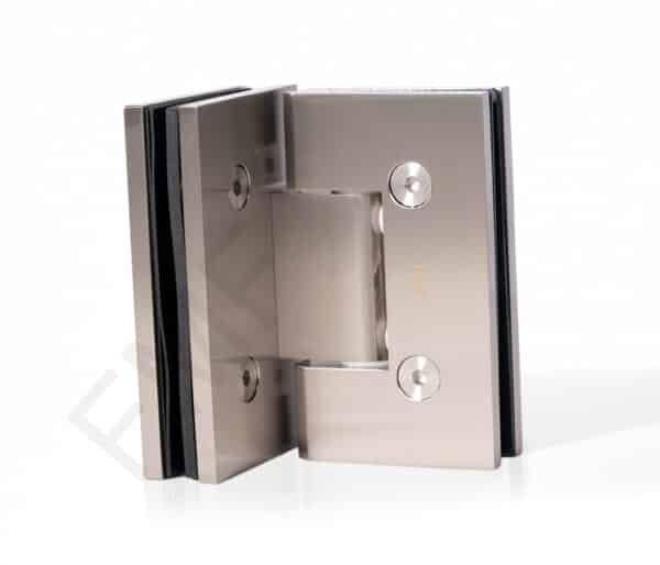 90° Heavy Duty Glass-to-Glass Hinge - Brushed Nickel
