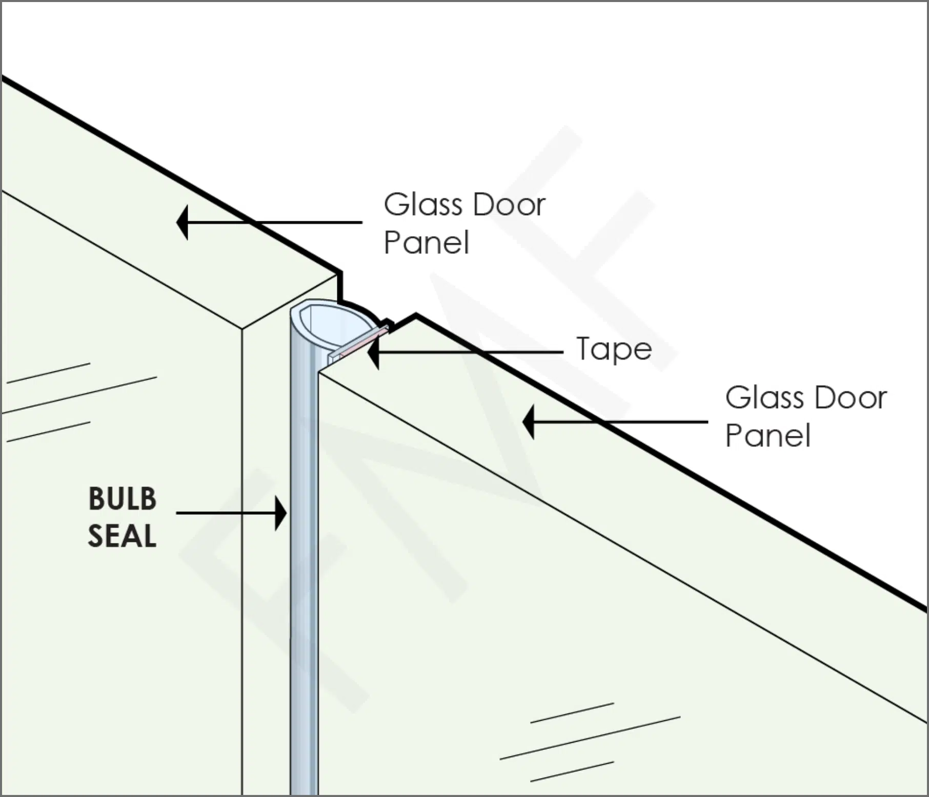 Bulb Seal Shower Door Hardware