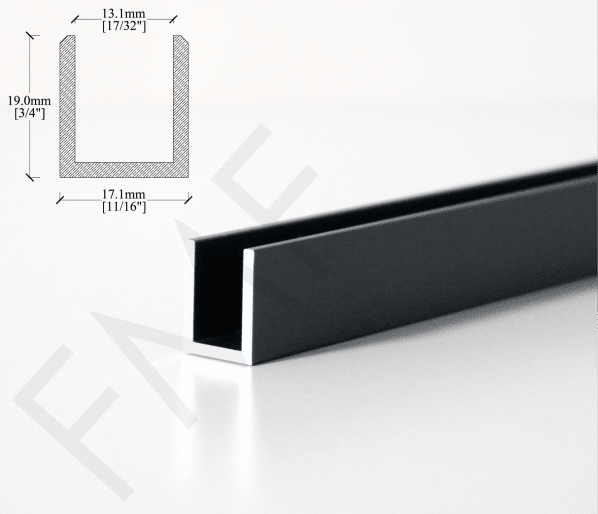 12MM Standard U-Channel - Matte Black, 144"