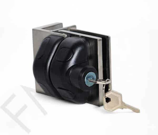90° Left Open Glass-to-Glass Fence Lock - Brushed Stainless