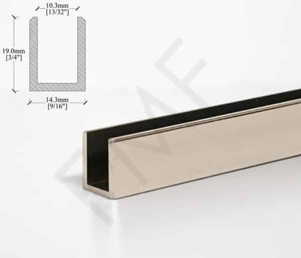 10MM Standard U-Channel - Polished Nickel, 98"