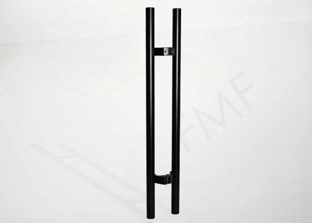 Offset Commercial Round Handle - Matte Black, 24" Hole - 36" Length
