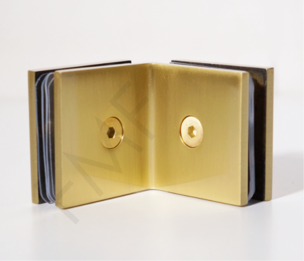 90° Glass-to-Glass Clamp - Satin Brass
