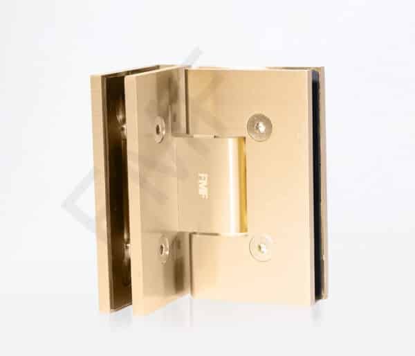 90° Heavy Duty Glass-to-Glass Hinge - Satin Brass