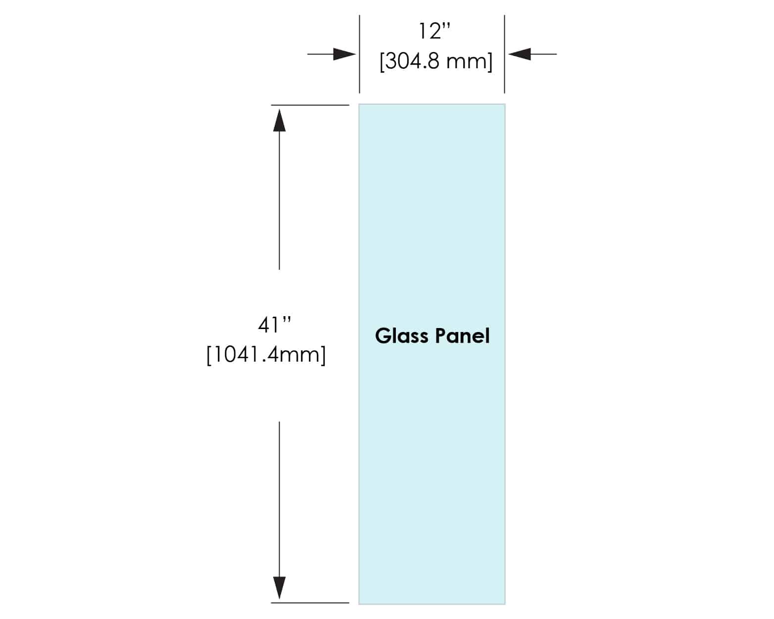 1/2" Railing Glass Panel - 41" Height - 41", 12x41