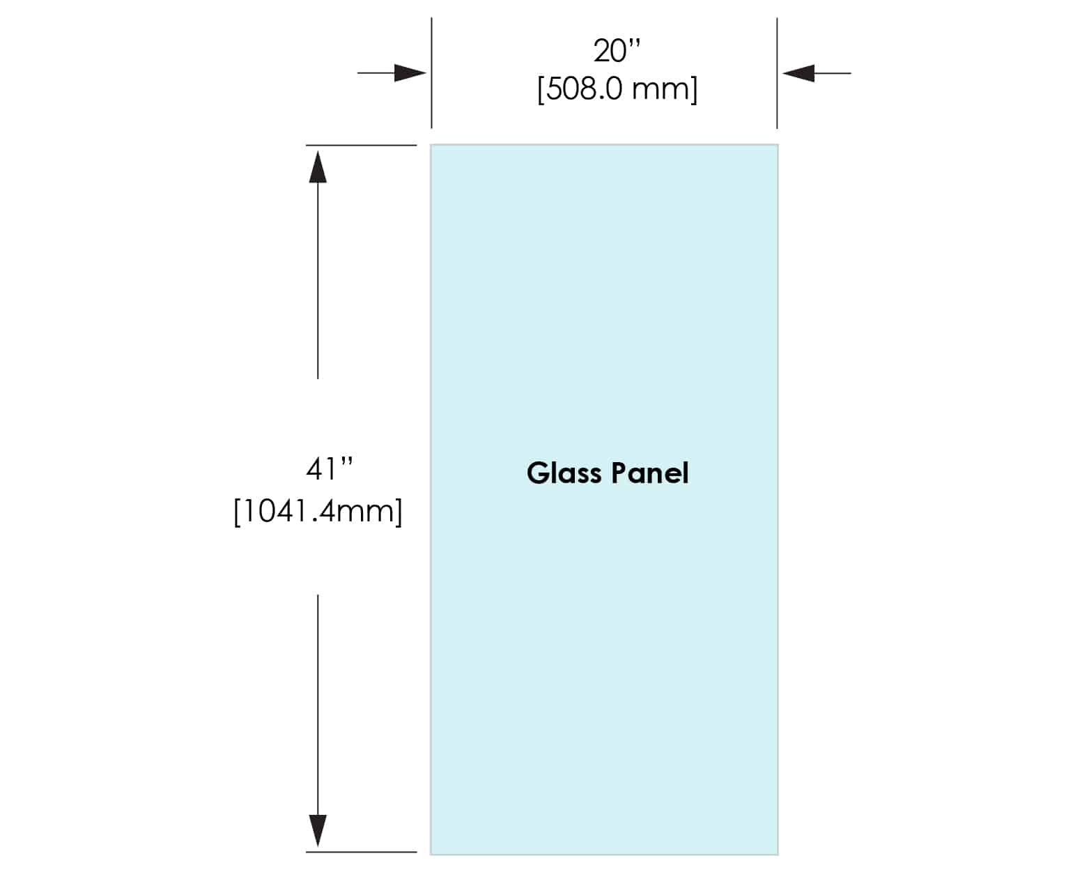 1/2" Railing Glass Panel - 41" Height - 41", 20X41