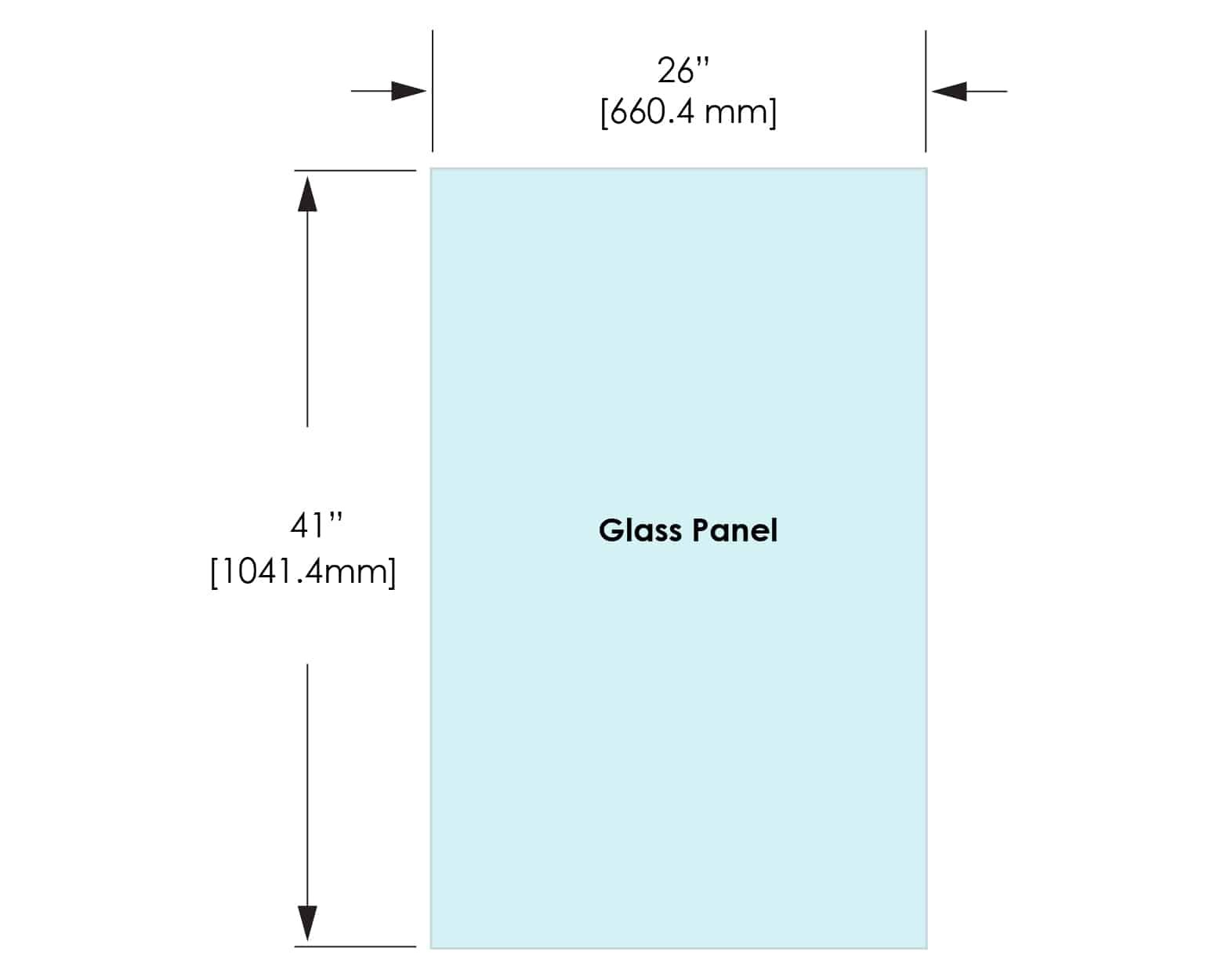 1/2" Railing Glass Panel - 41" Height - 41", 26X41