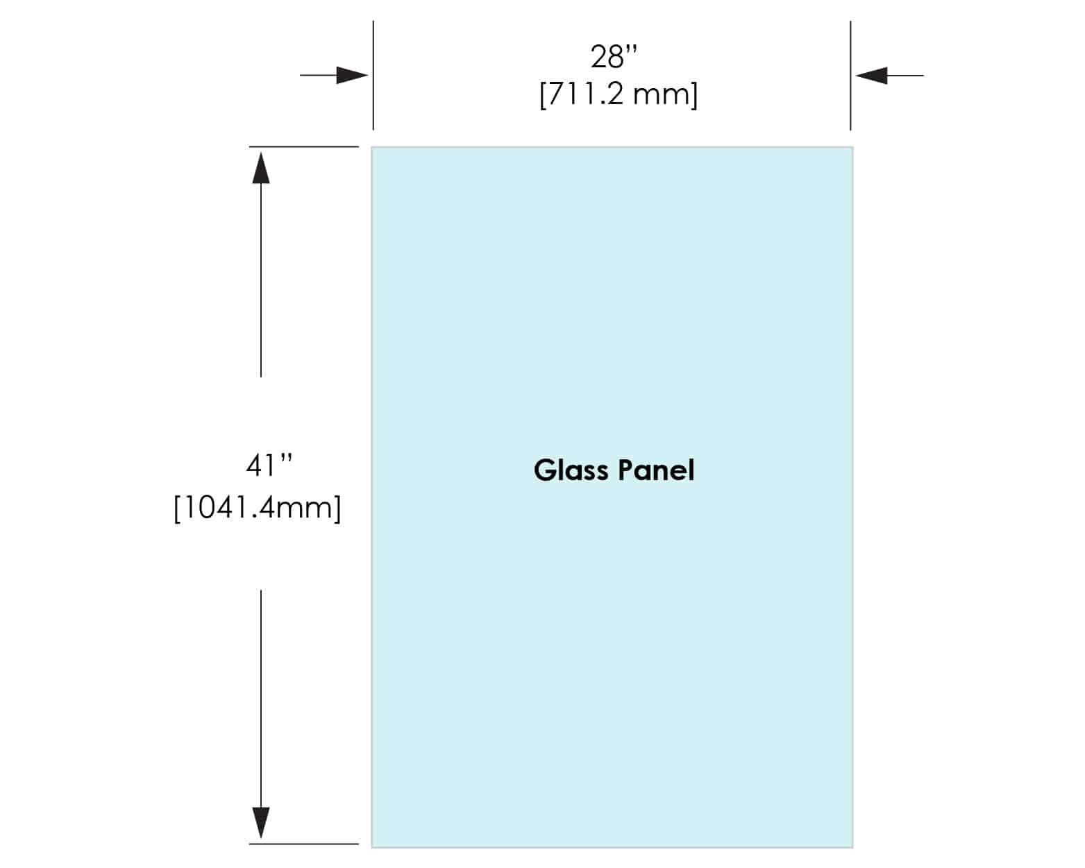 1/2" Railing Glass Panel - 41" Height - 41", 28X41