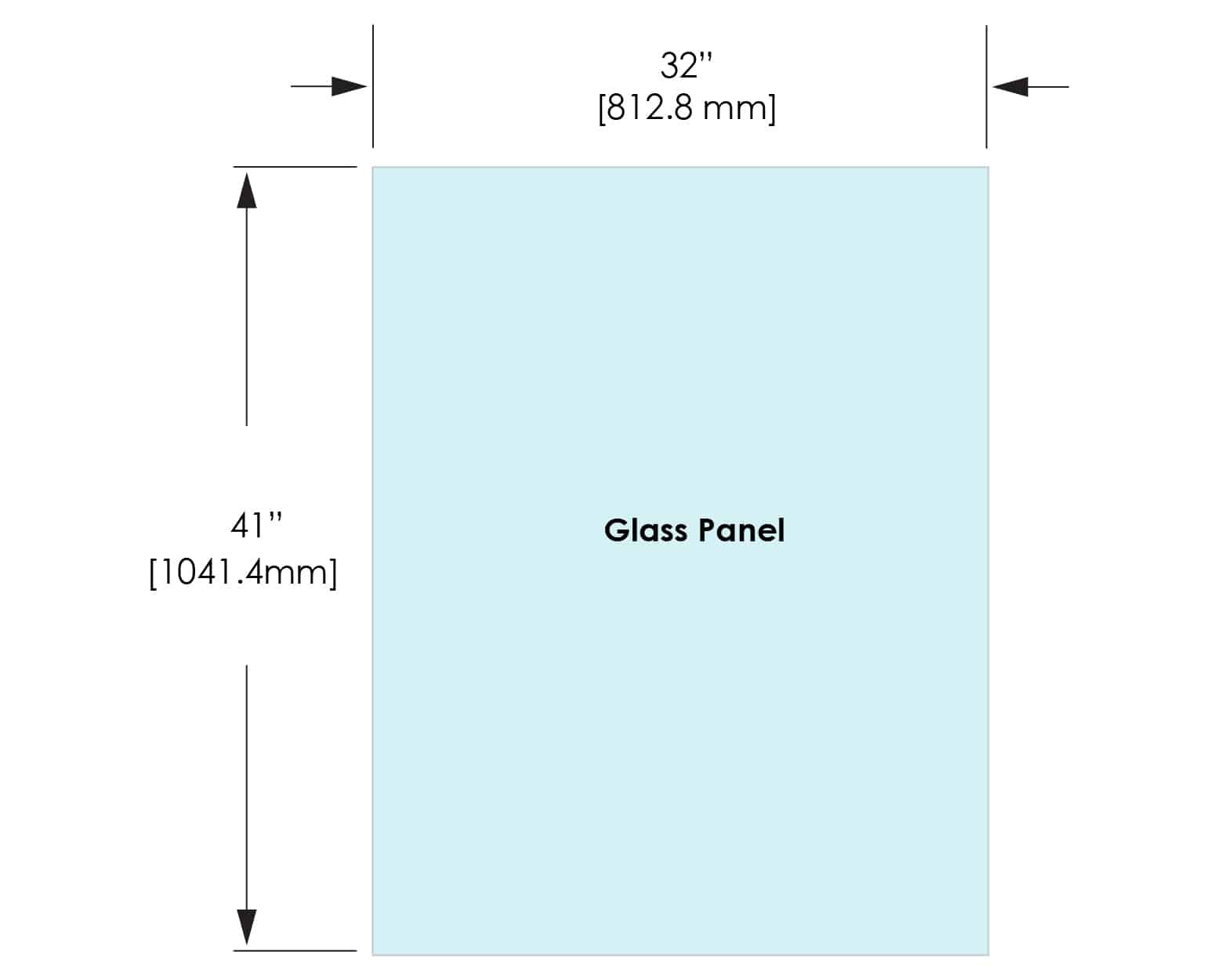 1/2" Railing Glass Panel - 41" Height - 41", 32X41